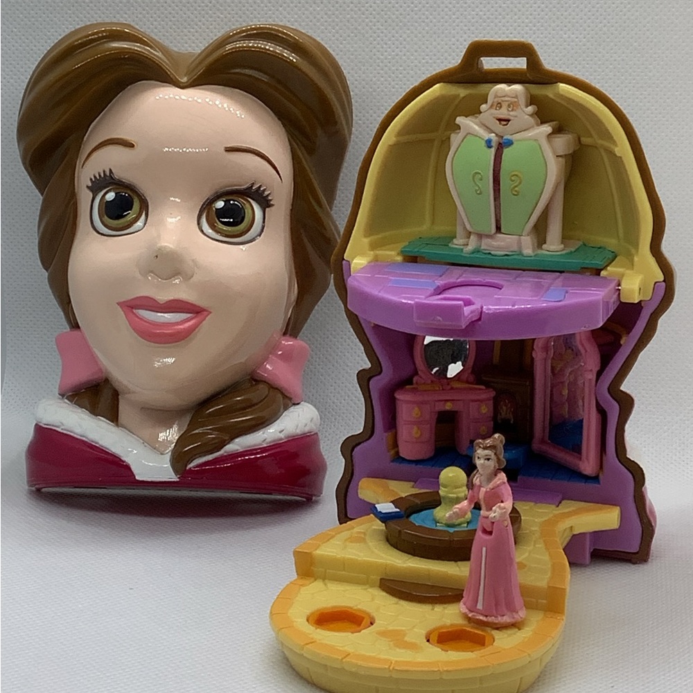 Disney Beauty And Beast Playset Polly Pocket Portrait Face Head Belle Rare HTF